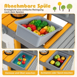 Costway  Υπαίθρια Παιδική Κουζίνα Με Εστία, Αποσπώμενο Νεροχύτη & Β...