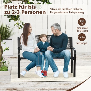 Costway Μαύρος Μεταλλικός Πάγκος Κήπου για 2 Άτομα με Μπράτσα, 128 ...