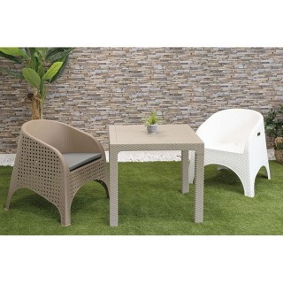 Galileo Τετράγωνο εξωτερικό τραπέζι 80x80 cm από πλαστικό PP, με υφ... Galileo Τετράγωνο εξωτερικό τραπέζι 80x80 cm από πλαστικό PP, με υφ...