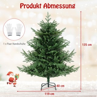 Costway  Τεχνητό Χριστουγεννιάτικο Δέντρο 135 εκ. με 160 Θερμά Λευκ...