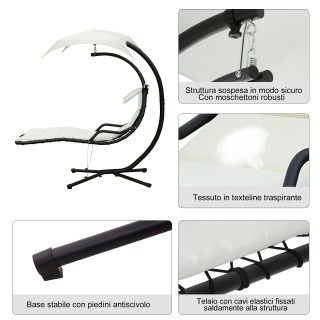 Outsunny Sun Lounger Chaise Longue Ξαπλώστρα με Canopy Cream 190 11... Outsunny Sun Lounger Chaise Longue Ξαπλώστρα με Canopy Cream 190 11...