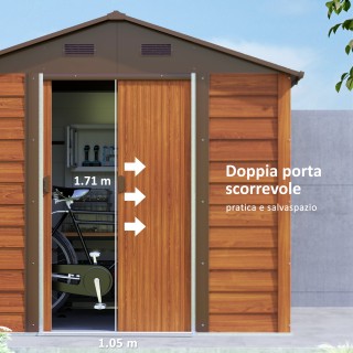Outsunny Μεταλλική Αποθήκη Κήπου, 236x196x208 εκ, Καφέ 845-179V02BN