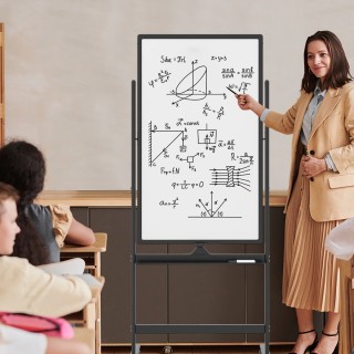 Costway Διπλής Όψης Πίνακας Whiteboard με Ρυθμιζόμενο Ύψος και Αξεσ...