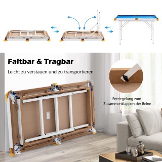 Costway  Πτυσσόμενο Mini Μπλε Τραπέζι Μπιλιάρδου με Πλήρες Σετ: 2 Σ...