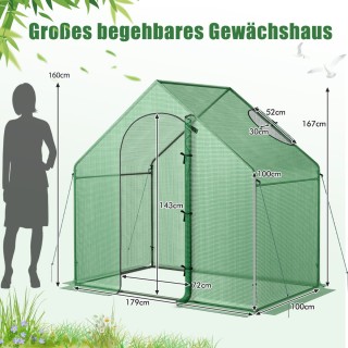 Costway Περπατήστε στο Θερμοκήπιο με Μεταλλικό Σκελετό και PE Κάλυμ...