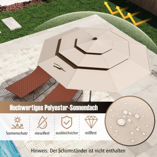 Costway Τρίπατο Ομπρέλα Κήπου με Κρανιό και Κλίση 30° - Μπεζ NP11543MS