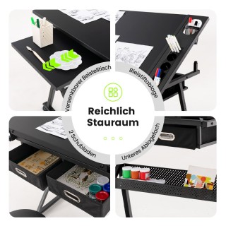 Costway Ρυθμιζόμενο Τραπέζι Σχεδίασης με Σκαμπό & Κλίση Επιφάνειας ...