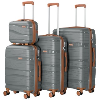 PROVITERA Σετ 4 Βαλίτσες Σκληρού Κελύφους από Πολυπροπυλένιο σε Γκρ...