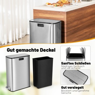 Costway 46L Κάδος Απορριμμάτων από Ανοξείδωτο Ατσάλι με Καπάκι Soft...