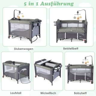 Costway Πολυλειτουργική Βρεφική Κούνια 5-σε-1 με Μπλε Αξεσουάρ BE10... Costway Πολυλειτουργική Βρεφική Κούνια 5-σε-1 με Μπλε Αξεσουάρ BE10...