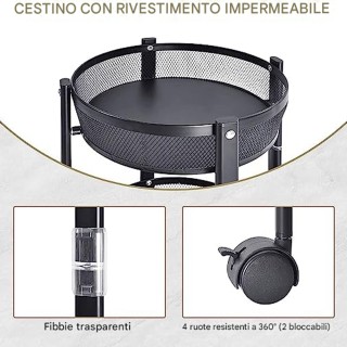 BAKAJI Πτυσσόμενο Καρότσι Εξοικονόμησης Χώρου Μαύρο με 3 Ράφια 88x3...