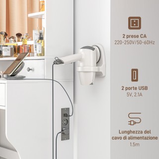 HOMCOM Τουαλέτα Μακιγιάζ με Φώτα LED 3 Αποχρώσεις και Καθρέφτη  Θύρ...