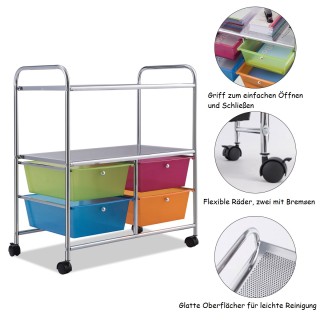 Costway  Πολυλειτουργικό Καρότσι Αποθήκευσης με Μεταλλικό και Πλαστ...