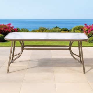 Galileo Εξωτερικό τραπέζι 150x90 cm από ανθρακοχάλυβα με τζάμι ασφα...