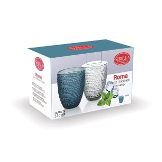 Galileo Σετ 2 ποτήρια νερού 340 ml από διάφανο μπλε γυαλί Roma Sibi...