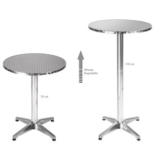BAKAJI  Στρογγυλό Μπαρ Μπιστρό Τραπέζι Αλουμινίου Υψηλό 60x110cm Τρ...