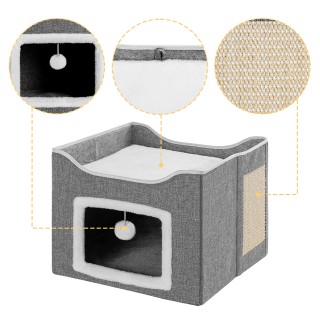 BAKAJI Σπιτάκι για Γάτες με Ορθογώνια Είσοδο Ξύστρα Σπίτι Κατοικίδι...