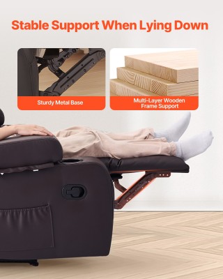 VEVOR Διθέσιος Ανακλινόμενος Καναπές 63x65.55x32.3 - Καφέ, USB, Θήκ... VEVOR Διθέσιος Ανακλινόμενος Καναπές 63x65.55x32.3 - Καφέ, USB, Θήκ...