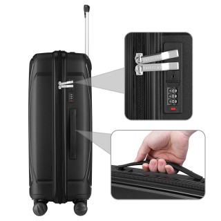 PROVITERA Σετ 3 Σκληρές Βαλίτσες ABS Μαύρο 90-59-38L με Τροχούς Eas...