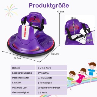 Costway  Παιδικό Αυτοκινητάκι Συγκρουόμενο 6V με LED Φώτα, Μουσική ...