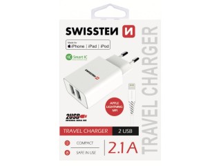 SWISSTEN Κύριος Φορτιστής με 2x USB, Έξυπνη Τεχνολογία IC, 2,1A, Πι...
