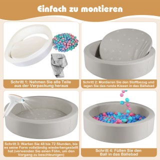 Costway Πισίνα Μπαλών Φ105 με 200 Μπάλες Ωκεανού & Πλενόμενο Κάλυμμ...