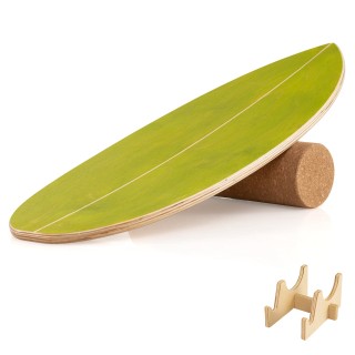 Costway Ξύλινη Σανίδα Ισορροπίας για Ενήλικες με Ρολό από Φελλό Πρά...