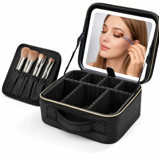 BAKAJI Μαύρη Θήκη Καλλυντικών με LED Φωτισμό και Καθρέφτη Organizer...