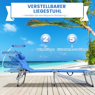 Costway  Πτυσσόμενη Ξαπλώστρα Παραλίας με 5 Ρυθμιζόμενες Θέσεις και...