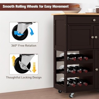 Costway Καρότσι Κουζίνας με Συρτάρια & Ράφι Κρασιών & Επιφάνεια Εργ... Costway Καρότσι Κουζίνας με Συρτάρια & Ράφι Κρασιών & Επιφάνεια Εργ...