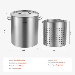 VEVOR 64QT Ανοξείδωτη Κατσαρόλα με Καλάθι και Καπάκι SYJHTG64QTLJ... VEVOR 64QT Ανοξείδωτη Κατσαρόλα με Καλάθι και Καπάκι SYJHTG64QTLJ...