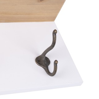 Galileo Ξύλινο επιτοίχιο ράφι από πεύκο 60x16x16 cm με 4 γάντζους α...