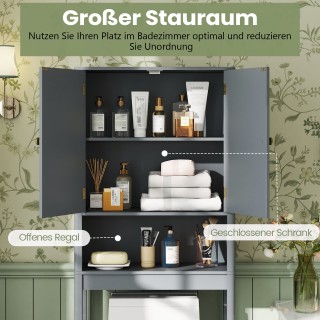 Costway Ντουλάπι Τουαλέτας Γκρι με Πόρτες, Ρυθμιζόμενο Ράφι & Χώρο ...