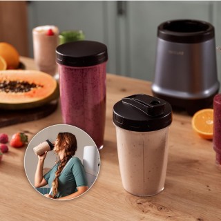 Μπλέντερ για Smoothies 1000W με Λεπίδες Τιτανίου & 2 Ποτήρια Γκρι Σ...