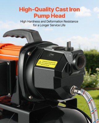 VEVOR Αυτόματη Αντλία Επιφανείας Jet 1HP με Δοχείο Πίεσης 19L, 230V...