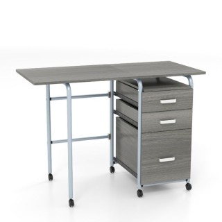 Costway Ρυθμιζόμενο Γκρι Γραφείο Υπολογιστή με 3 Συρτάρια & Ρόδες 7...