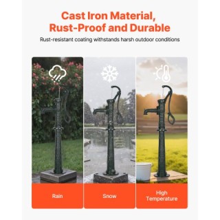 VEVOR Χειροκίνητη Αντλία Νερού Κατασκευασμένη από Ανθεκτικό Χυτοσίδ...