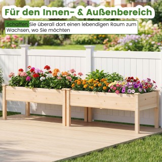 Costway Ξύλινο ορθογώνιο υπερυψωμένο παρτέρι με οπές αποστράγγισης ...