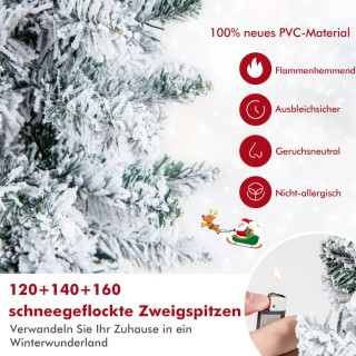 Costway Σετ Τεχνητών Χριστουγεννιάτικων Δέντρων με Χιόνι και Μεταλλ...