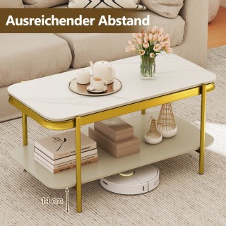 Costway Μοντέρνο ορθογώνιο τραπεζάκι σαλονιού λευκό, 45,5 x 50 x 90...