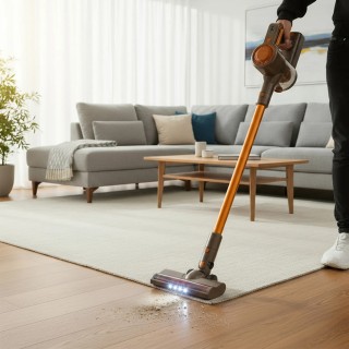 BAKAJI Ασύρματη Κυκλωνική Σκούπα 2 σε 1 150W με Βούρτσα και Ακροφύσ...