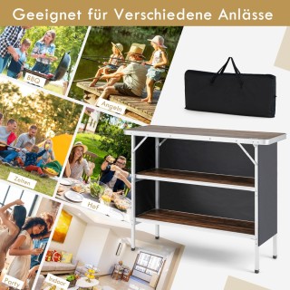 Costway Πτυσσόμενο τραπέζι κάμπινγκ από αλουμίνιο με 2-όροφα ράφια... Costway Πτυσσόμενο τραπέζι κάμπινγκ από αλουμίνιο με 2-όροφα ράφια...