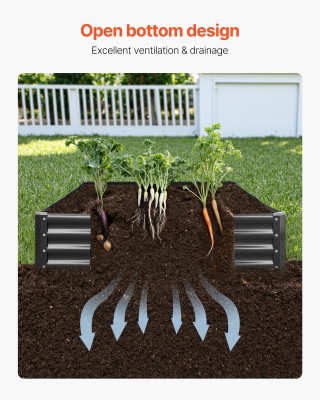 VEVOR Υψωμένο Μεταλλικό Κρεβάτι Κηπουρικής 2.4 x 1.2 x 0.3 μ., Γαλβ...