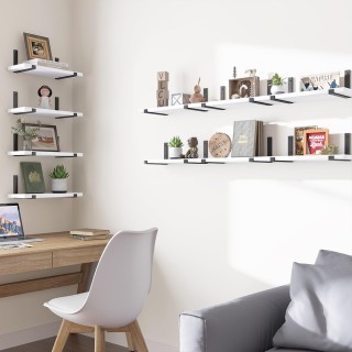 BAKAJI Σετ 10 Λευκά Ξύλινα Ράφια Τοίχου για Εξοικονόμηση Χώρου 40.... BAKAJI Σετ 10 Λευκά Ξύλινα Ράφια Τοίχου για Εξοικονόμηση Χώρου 40....