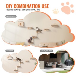 VEVOR  Σετ Επίπλων Τοίχου για Γάτες με Ράφια και Φωλιά (5 τεμ.) ZYS...