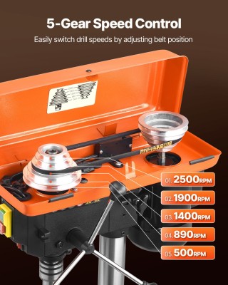 VEVOR Επιτραπέζιο Δράπανο 500W με Ρυθμιζόμενες Στροφές και Κλίση 0-...