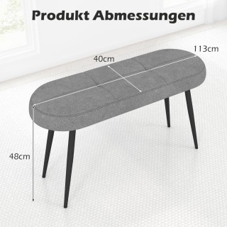 Costway  Πάγκος με Μαξιλάρι & Μεταλλικά Πόδια, Αντοχή έως 300 κιλά,...