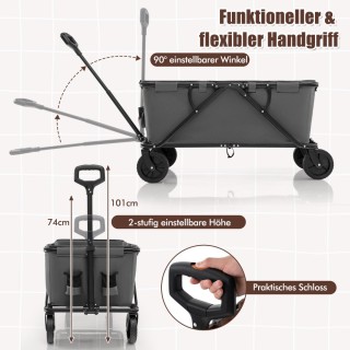 Costway Πτυσσόμενο καρότσι με ρυθμιζόμενη λαβή, θήκες ποτών και τσά...