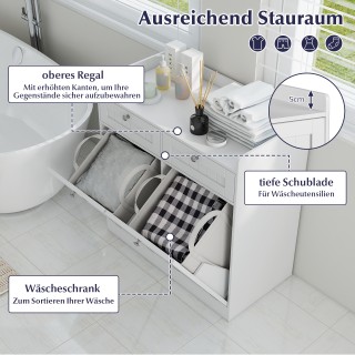 Costway Διπλός Ανατρεπόμενος Λευκός Ντουλάπι Ρούχων με Ράφι & 2 Συρ...