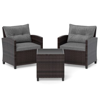 Costway Σετ Καθιστικού 3 Τεμαχίων από Rattan με Ανθεκτικό Μεταλλικό...